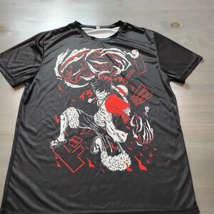 Monkey D Luffy T Shirt Men's Large Black One Piece Anime Graphic Double Sided